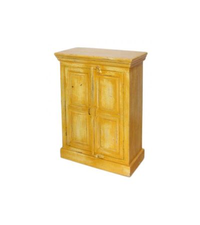 Florence Meadows Hand Painted Yellow Crack Finish 2 Door Cabinet