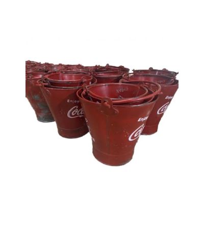 Set of 4 Red Hand Painted Coca Cola Buckets by Quirky Barn | Style Our Home