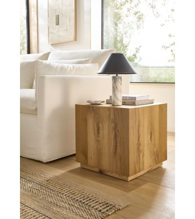 Forma Oak Cube Lamp Table