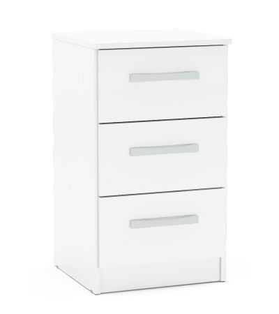 Lynx White 3 Drawer Bedside