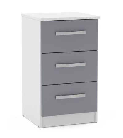 Lynx White Grey 3 Drawer Bedside
