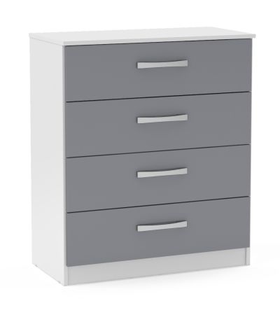 Lynx White Grey 3 Drawer Bedside