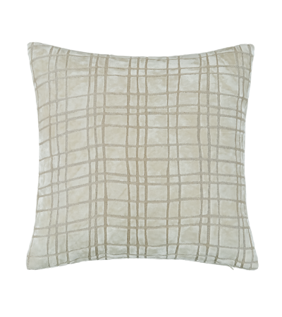 Pm Abstract Check Cut Velvet Cushion Ivory by Malini | Style Our Home