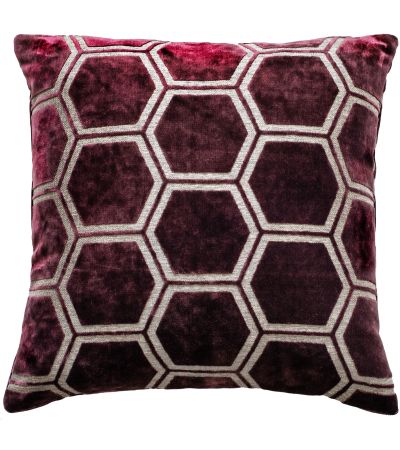Large Hexagon Cut Velvet Aubergine by Malini | Style Our Home