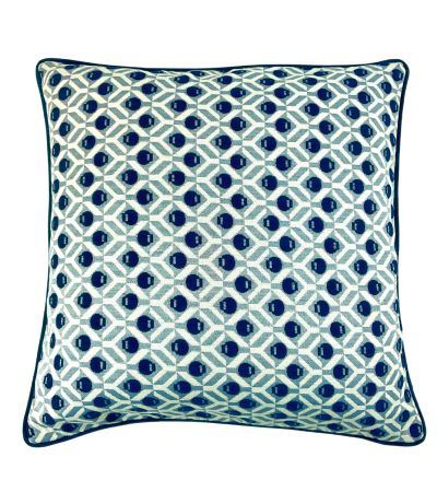 Piped Geo Jaq Cushions Navy by Malini | Style Our Home