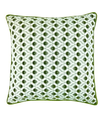 Piped Geo Jaq Cushions Olive by Malini | Style Our Home