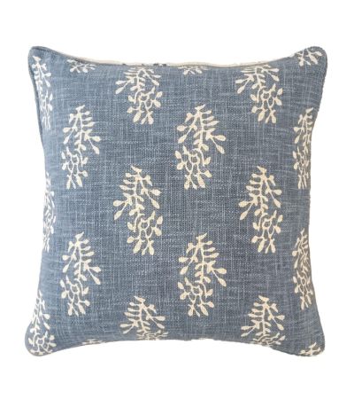 Printed Block Flower Dble Sided Cushion Blue by Malini | Style Our Home
