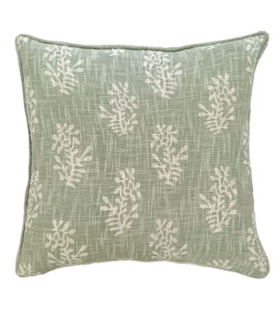 Printed Block Flower Dble Sided Cushion Green by Malini | Style Our Home