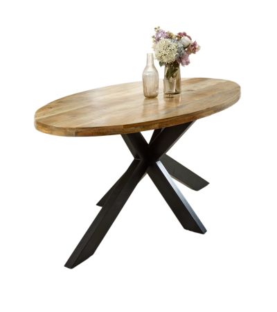 Wessex Solid Wood & Metal Oval Dining Table 6-8 Seater