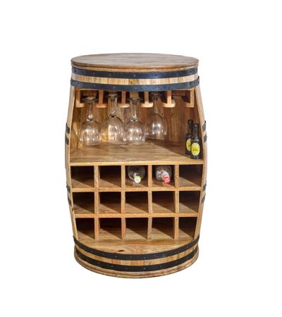 Wessex Solid Dark Wood Barrel Wine Sideboard