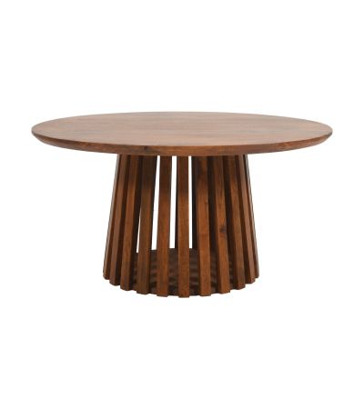 Oakhaven Slatted Mango Wood Round Coffee Table 80Cm
