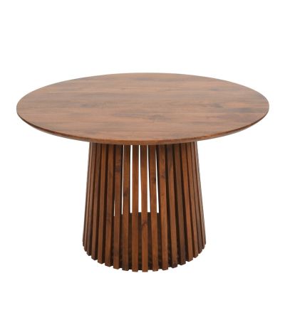 Oakhaven Slatted Mango Wood Round Dining Table 4 To 6 Seater