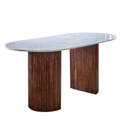 Marblestone Mango Wood Dining Table 170Cm With Marble Top