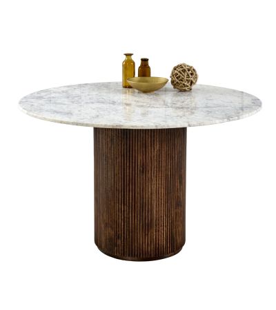 Marblestone Mango Wood Dining Table Round With Marble Top