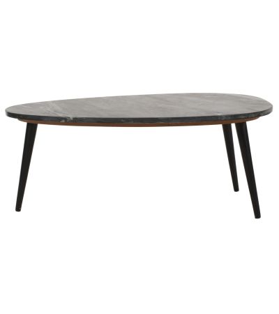 Marblestone Coffee Table With Black Marble Top & Metal Legs