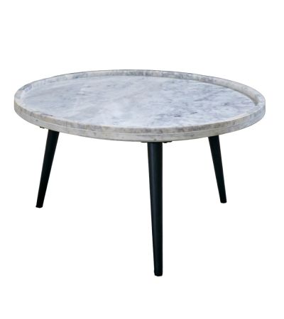 Marblestone Coffee Table With Marble Top And Metal Legs