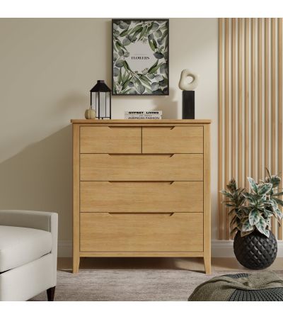 Velsta Oak 2 Over 3 Chest by Hertiance Furniture | Style Our Home