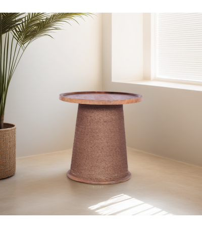 Cone Side Table With Rope-Wrapped Base by Indus Valley