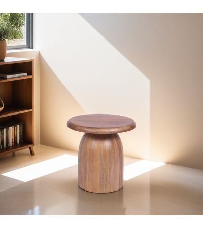 Round Side Table With Raised Tray Top by Indus Valley