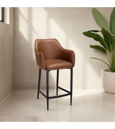 L35 Vintage Tan Stool by Indus Valley