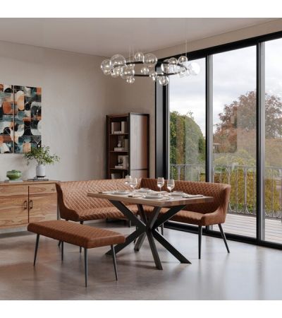 Hoxton Curved Corner Bench LHF Tan by Indus Valley