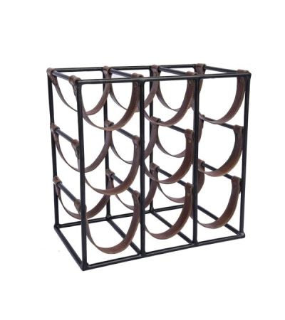 9 bottle leather sling square Wine Rack by Monologue | Style Our Home