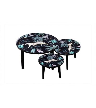 Round Lamp Table Night Jungle Print - Large by Monologue | Style Our Home
