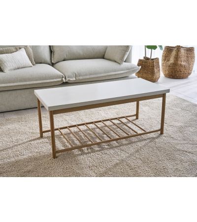 Aspect White Rectangular Coffee with Rack by Monologue | Style Our Home