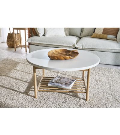 Aspect White Round Coffee Table with Rack by Monologue | Style Our Home