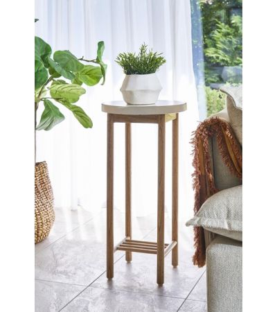 Aspect White Round Side Table with Rack by Monologue | Style Our Home