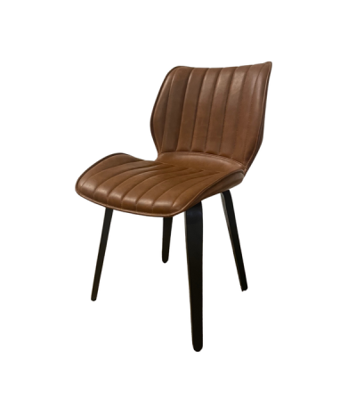 Alfa Dining Chair Vegan Leather Tan Wooden Leg - SET OF 2 by Monologue | Style Our Home