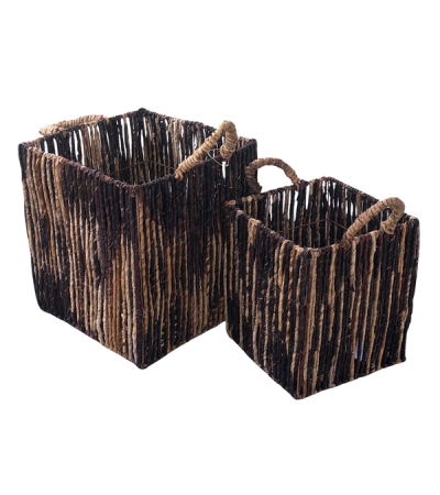 Zebra Square Basket - Set of 2 - Brown Blend by Monologue | Style Our Home