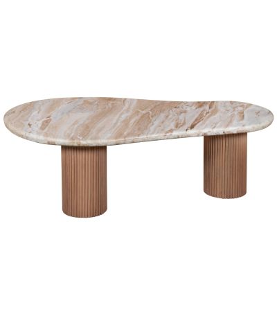 Belmont Natural Marble & Wood Pedestal Coffee Table