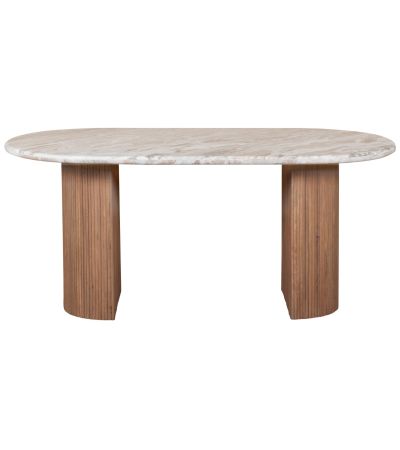 Belmont Natural Marble & Wood Pedestal 6-8 Seater Dining Table