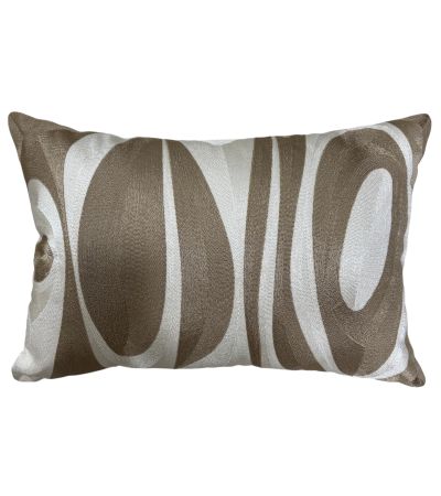 Abstract Taupe Oval Emb On Cream Cushion by Malini | Style Our Home