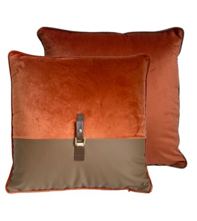 Paul Moneypenny Buckle Cushion Orange by Malini | Style Our Home