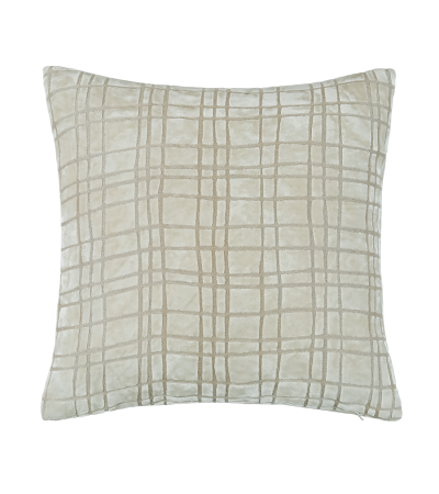 Pm Abstract Check Cut Velvet Cushion Ivory In  Cm by Malini | Style Our Home