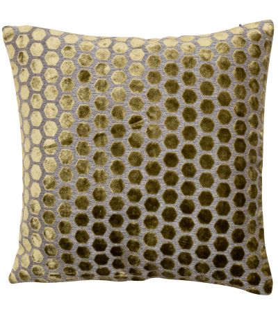 Small Hex Cut Velvet Olive Green by Malini | Style Our Home