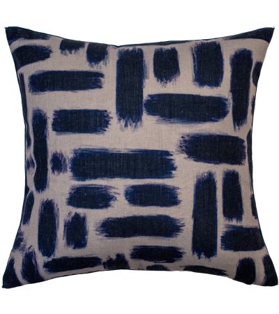 Abstract Printed Lines On Linen Navy by Malini | Style Our Home