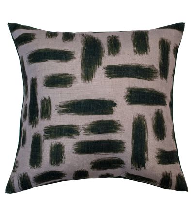 Abstract Printed Lines On Linen Olive by Malini | Style Our Home