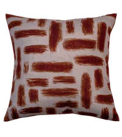Abstract Printed Lines On Linen Rust by Malini | Style Our Home