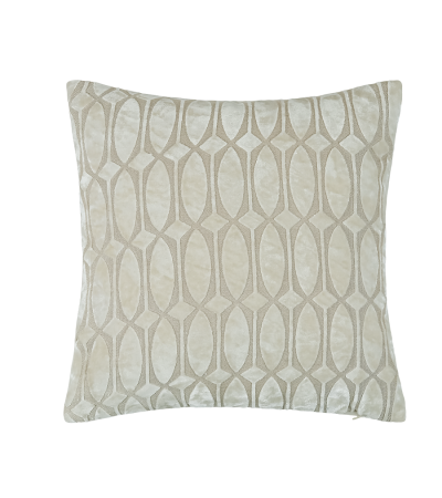Pm Abstarct Geo Cut Velvet Cushion Ivory In  Cm by Malini | Style Our Home