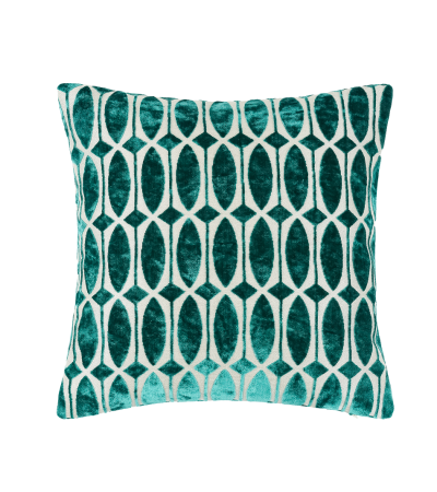 Pm Abstarct Geo Cut Velvet Cushion Teal In  Cm by Malini | Style Our Home