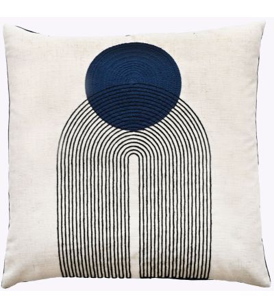 Art Deco Design With Chain Crewel Stitch Navy by Malini | Style Our Home