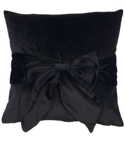 Velv Cushion With Bow Black by Malini | Style Our Home