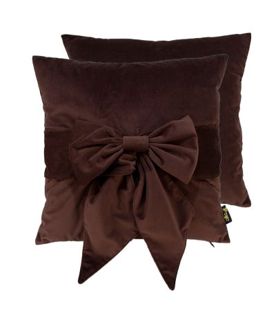 Velv Cushion With Bow Choc by Malini | Style Our Home