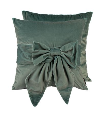 Velv Cushion With Bow Sage by Malini | Style Our Home