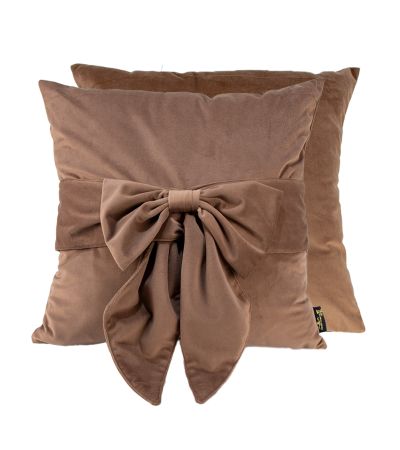 Velv Cushion With Bow Taupe by Malini | Style Our Home