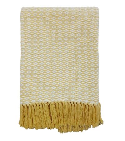 Cotton Diamond Weave Throw Buttercup130X180 by Malini | Style Our Home