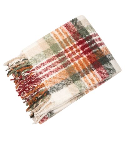 Faux Mohair Throw Orange/Green Plaid by Malini | Style Our Home